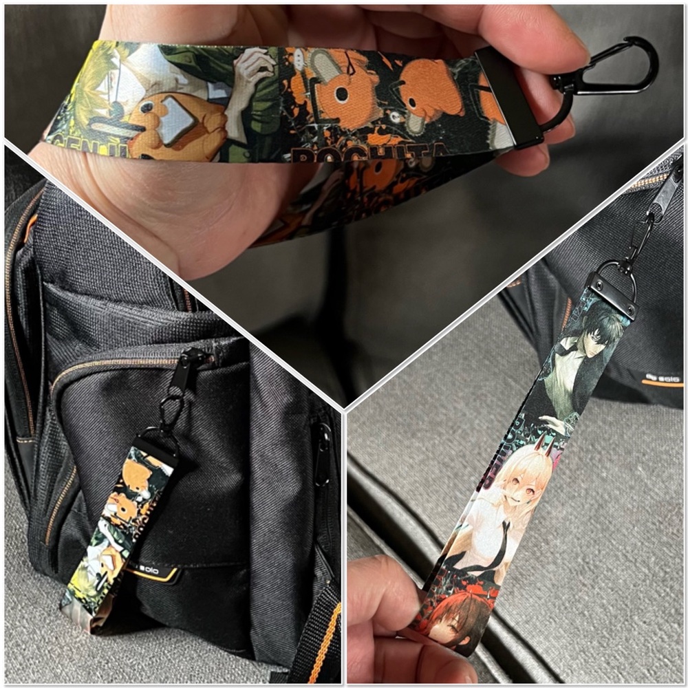 Handmade Anime Chainsaw Man Wristlet Lanyard Keychain